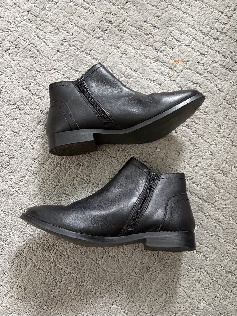 Jack Rogers Black Leather Side-Zip Ankle Boots size 3 youth